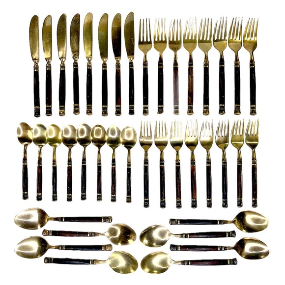 Pottery Barn Other - Pottery Barn Vintage Bronze & Rosewood Flatware - Service for 8